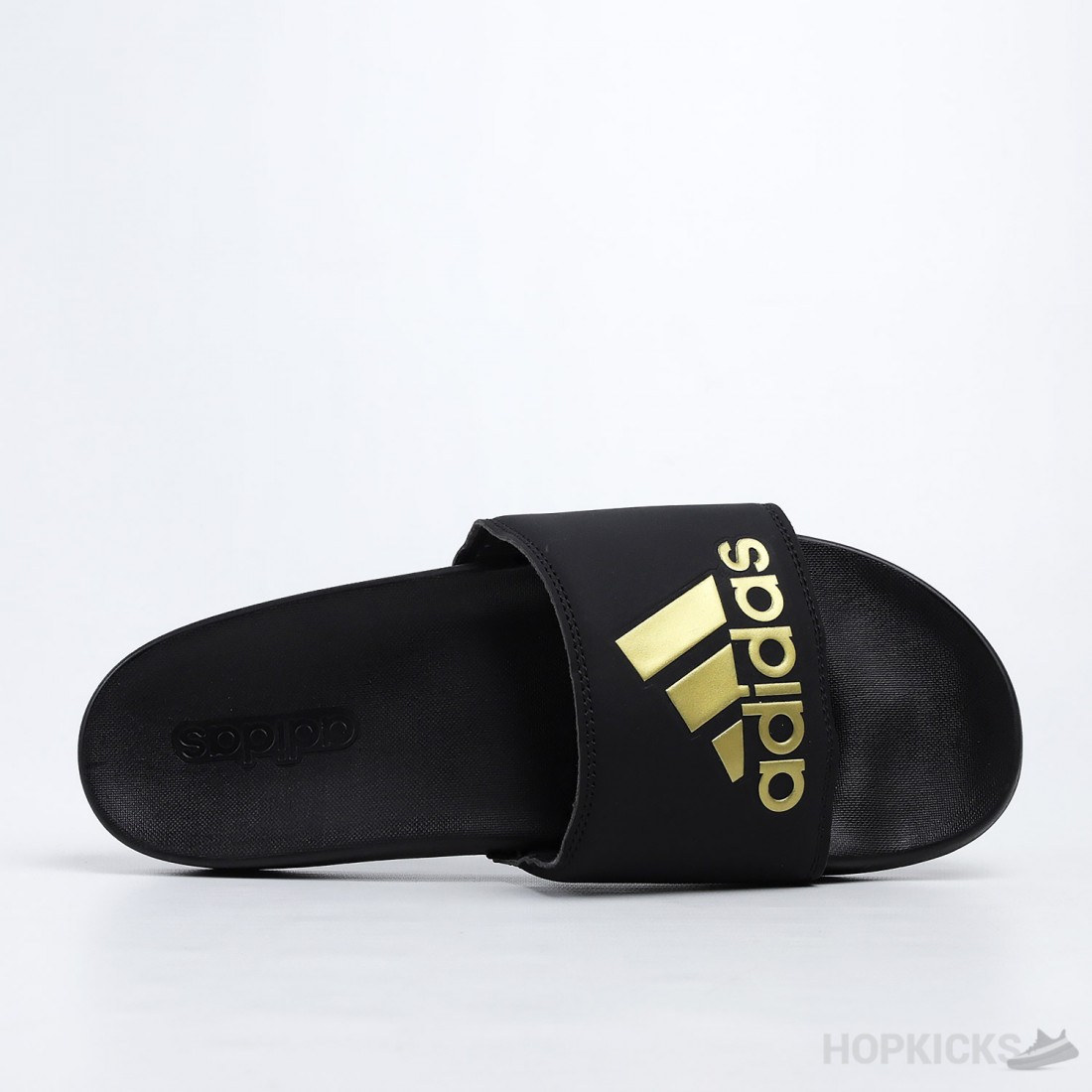 Adilette Gold Metallic Core Black Slides